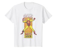 Timbro Laterale a Fumetti retrò Marvel The Invincible Iron Man Maglietta, Bambini, Bianco, 10 Anni