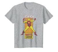 Timbro Laterale a Fumetti retrò Marvel The Invincible Iron Man Maglietta, Bambini, Grigio Melange, 2 Anni