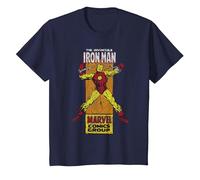 Timbro Laterale a Fumetti retrò Marvel The Invincible Iron Man Maglietta, Bambini, Navy, 6 Anni