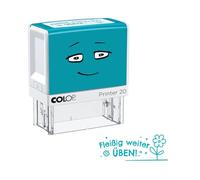 Timbro motivazionale NIO School "Continua a esercitarti diligentemente", colore dell'impronta menta fresca, 38 x 14 mm