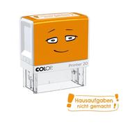 Timbro motivazionale NIO School "Homework not done!", colore dell'impronta arancione lucido, 38 x 14 mm