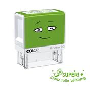 Timbro motivazionale NIO School "SUPER - Grandi risultati", colore dell'impronta verde liscio, 38 x 14 mm