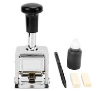 Timbro Numeratore Automatico Autoinchiostrante, 6 Cifre, Portatile, Lega di Zinco, 6,3 x 3,8 x 14 cm, per Ufficio, Include Inchiostro e Accessori
