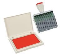 Timbro Numerico Regolabile con 10 Cifre, Timbro Datario Autoinchiostrante, Timbro Personalizzato per Ufficio, Formato di Stampa 67 x 7 mm, In Metallo e Plastica, Grigio/Nero, Include Inchiostro Rosso