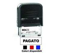 Timbro PAGATO Autoinchiostrante Pronto all'uso con Testo personalizzato Modello Colop Printer C 20 Commerciale Ufficio Scuola Lavoro Inchiostro disponibile in 3 colori (TAMPONE BLU)