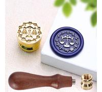 Timbro per ceralacca con scritta "Zodiac Bilancia", 15 mm, mini oroscopo sigillato con manico, per imballaggi decorativi, buste, lettere, biglietti, feste di compleanno, astrologia