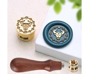 Timbro per ceralacca con segno zodiacale Toro, 15 mm, mini oroscopo sigillato con manico, per imballaggi decorativi, buste, lettere, biglietti, feste di compleanno, astrologia