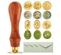 Timbro per ceralacca personalizzato, per inviti di nozze, lettere e confezioni regalo, set da 7 pezzi con sei piastre per incisione e manico in legno di palissandro