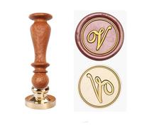 Timbro per ceralacca, stile vintage, 25 mm, con lettere dell'alfabeto, testa in ottone, per scrapbooking, inviti di nozze, confezioni regalo, buste (V)