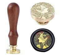 Timbro per ceralacca, stile vintage, in ottone, con testa in legno di pero, per buste, lettere, artigianato, fai da te e regali creativi