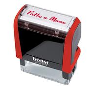 Timbro per Etichettare Creazioni Homemade e Handmade, Creativo e Decorativo, Testo Impronta FATTO A MANO, Trodat Printy 4910 Autoinchiostrante, Colore Timbro Rosso, Cartuccia Inclusa di Colore Rosso