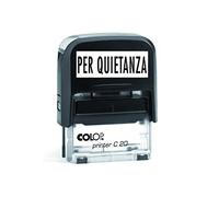 Timbro PER QUIETANZA Autoinchiostrante Pronto all'uso con Testo personalizzato Modello Colop Printer C 20 Commerciale Ufficio Scuola Lavoro Inchiostro disponibile in 3 colori (TAMPONE NERO)