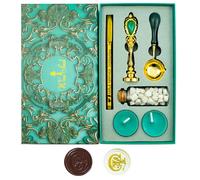 Timbro per Sigilli di Cera Ioggtser - Set Alfabeto C con Impugnatura in Ferro, 60 Perle, 1 Cucchiaio per Sciogliere, 2 Candele, 1 Penna