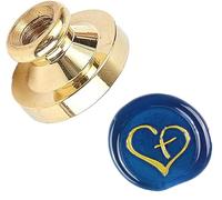 Timbro per sigillo di cera in ottone, 25 mm, oro, timbro di tenuta Jesus Christian (cuore e croce)