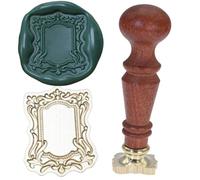 Timbro per sigillo in cera con cornice, Atopbb 3D in rilievo cornice intagliata timbro in cera, testa del timbro in cera con manico in legno, timbro in cera per inviti di nozze (F03)