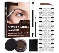 Timbro Per Sopracciglia,Kit Stencil Sopracciglia,Brow Stamp Kit,20 Set di Stencil per Sopracciglia Riutilizzabili,con Applicatori a Pennello e Spugna a Doppia Estremità (Marrone chiaro)