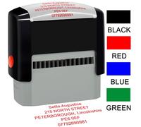 Timbro personalizzato autoinchiostrante personalizzato 70 x 25 mm in gomma per lavoro indirizzi aziendali fino a 5 righe 4 colori e carattere disponibili