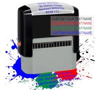 Timbro personalizzato autoinchiostrante, timbro con nome personalizzato per le aziende, timbro per indirizzi personalizzati, per creare i tuoi timbri in gomma, 4 linee di colore dell'inchiostro e