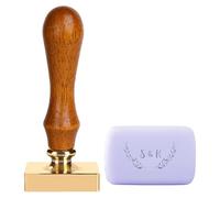 Timbro personalizzato for la produzione di sapone, timbro in ottone personalizzato con manico in legno, stampa del logo del sapone fai da te for ceramica, cera Timbri con firma(Walnut 1,2.5Inches)