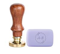 Timbro personalizzato for la produzione di sapone, timbro in ottone personalizzato con manico in legno, stampa del logo del sapone fai da te for ceramica, cera Timbri con firma(Walnut 2,1.5Inches)