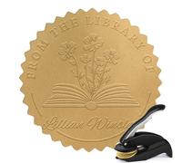 Timbro personalizzato per biblioteca, timbro personalizzato per insegnante, libro personale, timbro personalizzato, monogramma, autoinchiostrante, dalla biblioteca di | Ex Libris (Floral-A2)