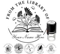 Timbro personalizzato per goffratura di libri dalla biblioteca dell'embosser, timbro autoinchiostrante, 4 colori e scelte di carattere Ex Libris