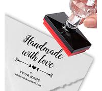 Timbro personalizzato personalizzato personalizzato fatto a mano con amore - cuore e frecce - nome piccole imprese forniture di imballaggio timbro indirizzo
