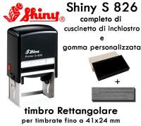 Timbro Personalizzato Shiny S-826, 41X24 mm rettangolare autoinchiostrante