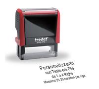 Timbro Personalizzato, Timbri Personalizzati, Testo e/o Logo | 4 righe - 47x18 mm | Trodat Printy Rosso Inchiostro Nero | Timbro Personalizzabile Aziende, Uffici, Medici e Attività Commerciali