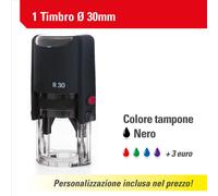 TIMBRO ROTONDO AUTOINCHIOSTRANTE AUTOMATICO Ø 30mm PERSONALIZZATO LOGO GRATIS