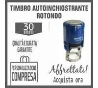 TIMBRO ROTONDO AUTOINCHIOSTRANTE + GOMMINA RESINA DIAMETRO 30MM PERSONALIZZATO