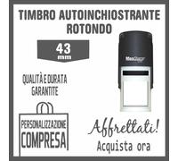 TIMBRO ROTONDO AUTOINCHIOSTRANTE + GOMMINA RESINA DIAMETRO 43MM PERSONALIZZATO
