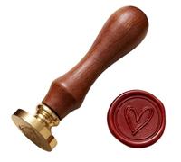 Timbro sigillo di ceralacca a forma di cuore - Testa vintage in ottone con manico in legno, timbro sigillante for inviti di nozze, lettere e buste