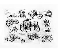 Timbro trasparente con scritta "Merry Christmas Let it Snow Season's Greetings Jingle Bells Phrase Sentiment per decorare biglietti e scrapbooking fai da te