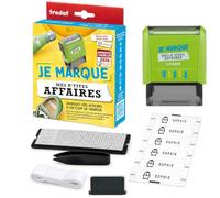Timbro Trodat "Je marque mes P'tites Affarires" - Marquez le cose dei tuoi bambini con un kit completo e adatto, etichette + lettere con disegni, ideale per contrassegnare i vestiti