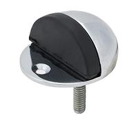 TIMCO Fermaporta ovale - Cromo lucido - Montaggio a pavimento - Punta protettiva in gomma - 47 mm