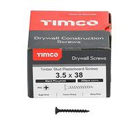 TIMCO - Viti per cartongesso a testa grossa, 3,5 x 38 cm, colore: Nero