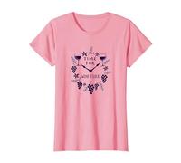 Time for Wine O'Clock - Elegante Amante del Vino Maglietta, Donna, Rosa, XL