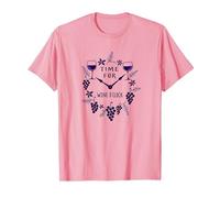 Time for Wine O'Clock - Elegante Amante del Vino Maglietta, Uomo, Rosa, 3XL