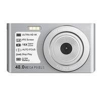 Time Lapse 48MP Fotocamere Digitali Compatte For La Fotografia 16X Messa A Fuoco Automatica Registrazione Video Al Rallentatore Videocamera Da 2,8 "Schermo Scatta Nitida Fluida(32G SD Card,Silver)