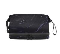 Time Lapse of Stars on Night - Beauty case a doppio strato, per donne e ragazze, trousse da viaggio per trucchi, pratica borsa organizer con scomparto per pennelli, Multi, 27x15x14 cm/10.6x5.9x5.5 in,