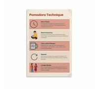 Time Management Poster Productivity Technique Canvas Painting Wall Art for Office Desk Decor Work From Home Study(Framed,08x12inch(20x30cm))