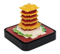 Time Piece Calendar 2024 with LED 3D Calendar with Touch Switch Chinese Style Building 3D Memo Pad Tear Away Art Sculpture Acrylic Cover for New Year No Battery