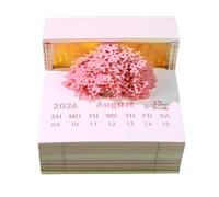 Time Piece Calendar, 3D Sculpture, 3.35X3.35X2.68 Inches Nature Theme Carving, Flower Tree House Design, Tear-Away Memo for Holiday Planning, Teacher Organization, Workout Scheduling, School Study Aid