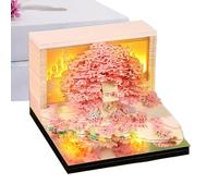 Time Piece Calendar, 3D Sculpture Calendar 2026, 3.35x3.35x2.68 Inches Carving Flower Tree House Design Tear Away Daily Art Notepad, Decorative Offices Planner for Workout, School, Holiday, Gift