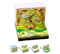 Time Piece Calendar, 3D Sculpture Design, 3.35x3.35x2.64 inches 2026 Tear-Off Notepad, Tree House River Theme, Artistic Daily Tracker, Compact Size for Home, School, Commute, Teacher, Holiday Use