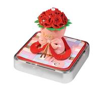 Time Piece Calendario 2026-8,5 cm, blocco note con rosa strappabile, da regalo, moderno accento da scrivania con custodia in acrilico con luce LED, design artistico di carta, inaugurazione della casa