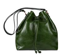 Time Resistance Borsa a Secchiello in Pelle - Borsa da Donna in Pelle Pieno Fiore - Borsa a Spalla Artigianale Italiana (Verde)