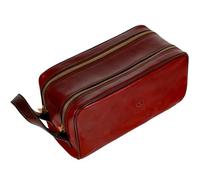 Time Resistance Borsa cosmetica in pelle da toeletta italiana Classy Dopp Kit, Rosso, classico