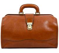 Time Resistance Borsa da Medico in Pelle - Borsa a Mano in Stile Vintage - Cartella per Uomo e Donna (Marrone Cognac)